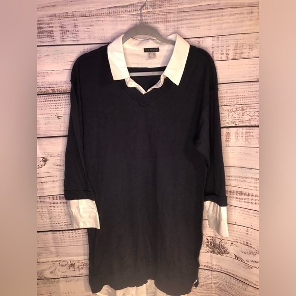 Navy Blue Layered Sweater Dress - Picture 11 of 15